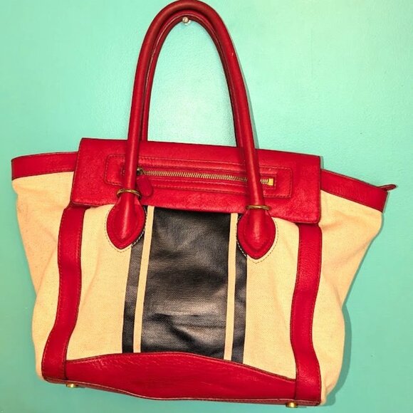 J Crew Stylish Canvas and Leather Women's Tote Bag - Picture 1 of 5
